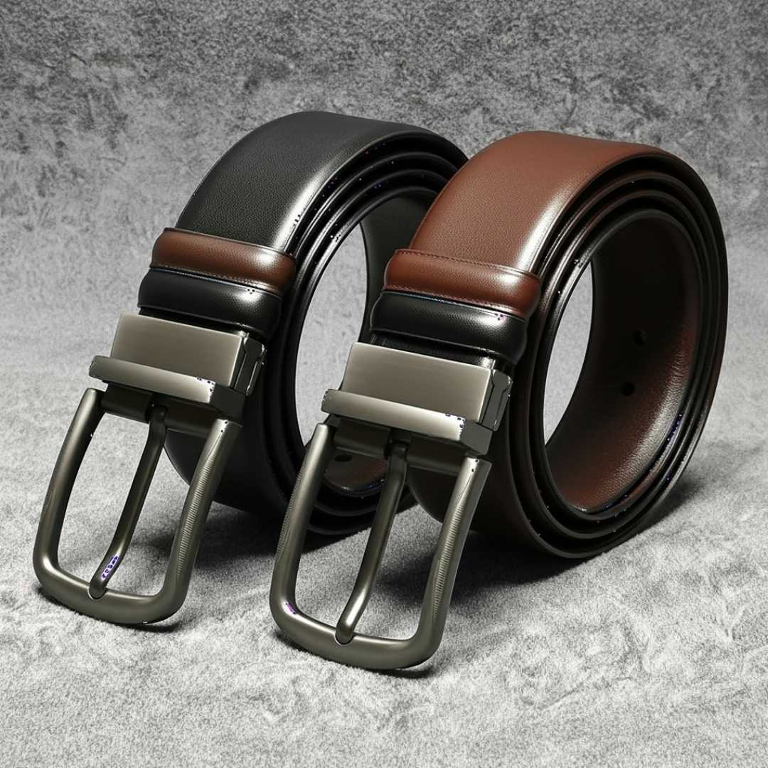 Reversible,belt/Double,part,leather,belt/men's,leather,belt,(Black,&,Chocolate)